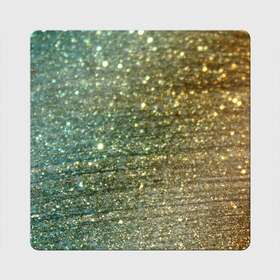 Магнит виниловый Квадрат с принтом Бирюзовый блеск в Тюмени, полимерный материал с магнитным слоем | размер 9*9 см, закругленные углы | бирюзовый | блеск | блестящая пыль | зелёный | стразы