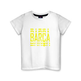 Детская футболка хлопок с принтом FC Barcelona | BARCA (2021) в Тюмени, 100% хлопок | круглый вырез горловины, полуприлегающий силуэт, длина до линии бедер | 0x000000123 | barca | barcelona | fcb | messi | барса | барселона | фкб