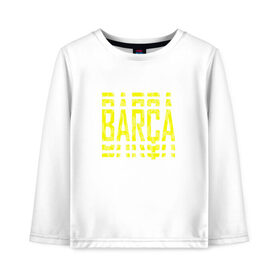 Детский лонгслив хлопок с принтом FC Barcelona | BARCA (2021) в Тюмени, 100% хлопок | круглый вырез горловины, полуприлегающий силуэт, длина до линии бедер | 0x000000123 | barca | barcelona | fcb | messi | барса | барселона | фкб