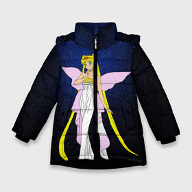 Зимняя куртка для девочек 3D с принтом Принцесса Серенити в Тюмени, ткань верха — 100% полиэстер; подклад — 100% полиэстер, утеплитель — 100% полиэстер. | длина ниже бедра, удлиненная спинка, воротник стойка и отстегивающийся капюшон. Есть боковые карманы с листочкой на кнопках, утяжки по низу изделия и внутренний карман на молнии. 

Предусмотрены светоотражающий принт на спинке, радужный светоотражающий элемент на пуллере молнии и на резинке для утяжки. | bunny | luna | princess | sailormoon | serenity | stars | tsukino | usagi | wings | ангел | девушка | детские | звездная | звезды | королева | корона | космические | крылья | луна | любовь | малышка | радуга | сейлормун | токио | усаги
