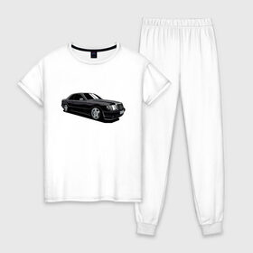 Женская пижама хлопок с принтом Mercedes C124 в Тюмени, 100% хлопок | брюки и футболка прямого кроя, без карманов, на брюках мягкая резинка на поясе и по низу штанин | 124 кузов | a124 | amg | benz | brabus | c124 | drawing | fan | legend | legendary | luxury | mercedes | owner | s124 | tuned | w124 | амг | бамбус | брабус | владелец | кузов | легенда | легендарный | люксовая | люксовый | машина | мерс | м