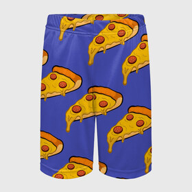 Детские спортивные шорты 3D с принтом Кусочки пиццы в Тюмени,  100% полиэстер
 | пояс оформлен широкой мягкой резинкой, ткань тянется
 | pizza | колбаски | кусочки пиццы | паперонни | пицца | сырная пицца