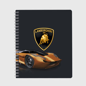 Тетрадь с принтом Lamborghini в Тюмени, 100% бумага | 48 листов, плотность листов — 60 г/м2, плотность картонной обложки — 250 г/м2. Листы скреплены сбоку удобной пружинной спиралью. Уголки страниц и обложки скругленные. Цвет линий — светло-серый
 | bolide | car | italy | lamborghini | motorsport | power.prestige | автомобиль | автоспорт | болид | италия | ламборгини | мощь | престиж