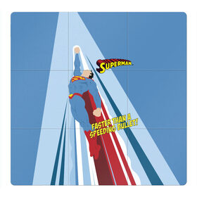Магнитный плакат 3Х3 с принтом Faster than a speeding bullet! в Тюмени, Полимерный материал с магнитным слоем | 9 деталей размером 9*9 см | man | steel | superman | vdzajul | супермен | супермэн