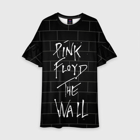 Детское платье 3D с принтом PINK FLOYD в Тюмени, 100% полиэстер | прямой силуэт, чуть расширенный к низу. Круглая горловина, на рукавах — воланы | Тематика изображения на принте: pink floyd | the wall | пинк флоид | стена