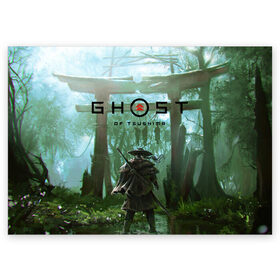 Поздравительная открытка с принтом Ghost of Tsushima в Тюмени, 100% бумага | плотность бумаги 280 г/м2, матовая, на обратной стороне линовка и место для марки
 | games | ghost of tsushima | ronin | samurai | игры | призрак цусимы | ронин | самурай