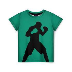 Детская футболка 3D с принтом Боксер в Тюмени, 100% гипоаллергенный полиэфир | прямой крой, круглый вырез горловины, длина до линии бедер, чуть спущенное плечо, ткань немного тянется | ufc | бег | бокс | гантели | груша | кикбоксинг | ринг | спорт | удар | физкультура