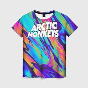 Женская футболка 3D с принтом ARCTIC MONKEYS в Тюмени, 100% полиэфир ( синтетическое хлопкоподобное полотно) | прямой крой, круглый вырез горловины, длина до линии бедер | alex turner | arctic monkeys | rock | алекс тернер | арктик манкис | рок