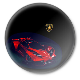 Значок с принтом Lamborghini Diverso в Тюмени,  металл | круглая форма, металлическая застежка в виде булавки | bolide | car | italy | lamborghini | motorsport | power.prestige | автомобиль | автоспорт | болид | италия | ламборгини | мощь | престиж