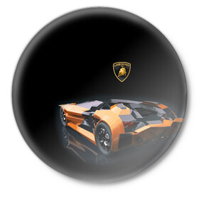 Значок с принтом Lamborghini в Тюмени,  металл | круглая форма, металлическая застежка в виде булавки | bolide | car | italy | lamborghini | motorsport | power.prestige | автомобиль | автоспорт | болид | италия | ламборгини | мощь | престиж