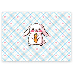 Поздравительная открытка с принтом Милый зайка в Тюмени, 100% бумага | плотность бумаги 280 г/м2, матовая, на обратной стороне линовка и место для марки
 | веган | вегетарианец | животное | зайцы | зайчик | зайчонок | заяц | кролик | кроль | крольчонок | овощи | пушистик