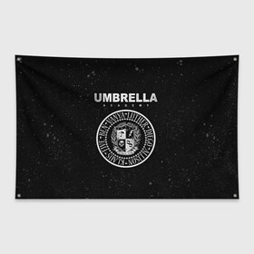 Флаг-баннер с принтом Академия Амбрелла в Тюмени, 100% полиэстер | размер 67 х 109 см, плотность ткани — 95 г/м2; по краям флага есть четыре люверса для крепления | the umbrella academy | umbrella | академия амбрелла | амбрелла | герб | зонтик