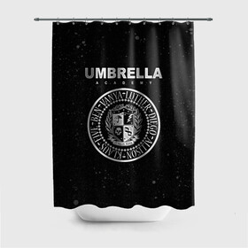 Штора 3D для ванной с принтом Академия Амбрелла в Тюмени, 100% полиэстер | плотность материала — 100 г/м2. Стандартный размер — 146 см х 180 см. По верхнему краю — пластиковые люверсы для креплений. В комплекте 10 пластиковых колец | the umbrella academy | umbrella | академия амбрелла | амбрелла | герб | зонтик