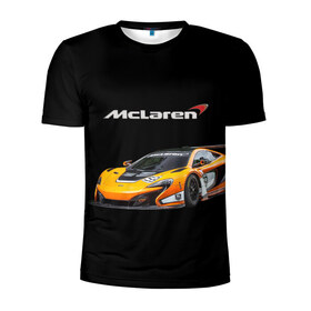 Мужская футболка 3D спортивная с принтом McLaren в Тюмени, 100% полиэстер с улучшенными характеристиками | приталенный силуэт, круглая горловина, широкие плечи, сужается к линии бедра | bolide | car | mclaren | motorsport | power | prestige | автомобиль | автоспорт | болид | мощь | престиж