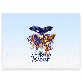 Поздравительная открытка с принтом Академия Амбрелла в Тюмени, 100% бумага | плотность бумаги 280 г/м2, матовая, на обратной стороне линовка и место для марки
 | the umbrella academy | umbrella | академия амбрелла | амбрелла | зонтик | комиксы