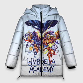 Женская зимняя куртка 3D с принтом Академия Амбрелла в Тюмени, верх — 100% полиэстер; подкладка — 100% полиэстер; утеплитель — 100% полиэстер | длина ниже бедра, силуэт Оверсайз. Есть воротник-стойка, отстегивающийся капюшон и ветрозащитная планка. 

Боковые карманы с листочкой на кнопках и внутренний карман на молнии | the umbrella academy | umbrella | академия амбрелла | амбрелла | зонтик | комиксы