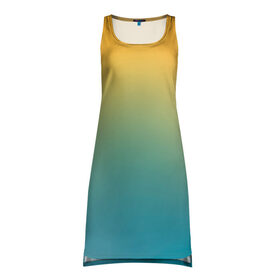 Платье-майка 3D с принтом Мягкий летний градиент в Тюмени, 100% полиэстер | полуприлегающий силуэт, широкие бретели, круглый вырез горловины, удлиненный подол сзади. | градиент | для всех | желтый | зеленый | летний | на каждый день | обычный | переход | повседневный | яркий