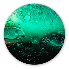 Коврик для мышки круглый с принтом Зеленые капли клетки в Тюмени, резина и полиэстер | круглая форма, изображение наносится на всю лицевую часть | Тематика изображения на принте: биология | вода | градиент | для всех | дождь | капли | клетки | летний | на каждый день | обычный | окно | поверхность | повседневный | размытость | роса | стекло