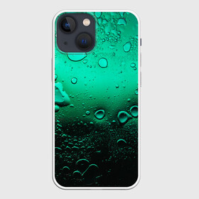 Чехол для iPhone 13 mini с принтом Зеленые капли клетки в Тюмени,  |  | Тематика изображения на принте: биология | вода | градиент | для всех | дождь | капли | клетки | летний | на каждый день | обычный | окно | поверхность | повседневный | размытость | роса | стекло