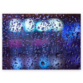 Поздравительная открытка с принтом Капли на стекле макро в Тюмени, 100% бумага | плотность бумаги 280 г/м2, матовая, на обратной стороне линовка и место для марки
 | брызги | вода | градиент | дождь | капли | макро | поверхность | повседневный | роса | стекло | текстура