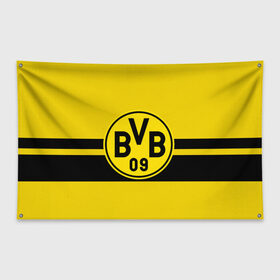 Флаг-баннер с принтом BORUSSIA DORTMUND в Тюмени, 100% полиэстер | размер 67 х 109 см, плотность ткани — 95 г/м2; по краям флага есть четыре люверса для крепления | borussia | bundesliga | football | germani | sport | бундеслига | германия | желтый | логотип | спорт | футбол