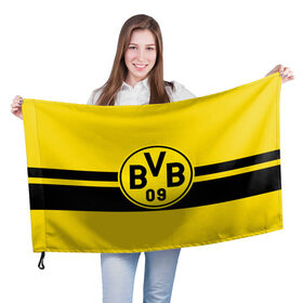 Флаг 3D с принтом BORUSSIA DORTMUND в Тюмени, 100% полиэстер | плотность ткани — 95 г/м2, размер — 67 х 109 см. Принт наносится с одной стороны | borussia | bundesliga | football | germani | sport | бундеслига | германия | желтый | логотип | спорт | футбол