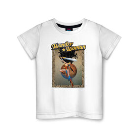 Детская футболка хлопок с принтом Чудо-женщина в Тюмени, 100% хлопок | круглый вырез горловины, полуприлегающий силуэт, длина до линии бедер | dc | diana | vdsvar | warner bros. | warner premiere | wonder woman | чудо женщина