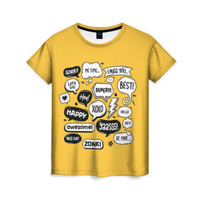Женская футболка 3D с принтом Чатик в Тюмени, 100% полиэфир ( синтетическое хлопкоподобное полотно) | прямой крой, круглый вырез горловины, длина до линии бедер | мессенджер | надписи | сообщения | чат
