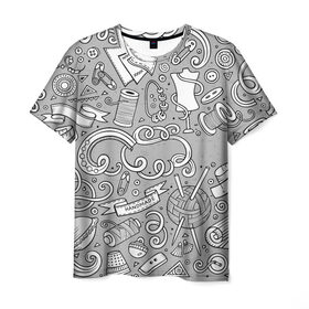 Мужская футболка 3D с принтом handmade в Тюмени, 100% полиэфир | прямой крой, круглый вырез горловины, длина до линии бедер | handmade | иголка | инструменты для шитья | хэндмэйд | швея | шить