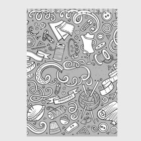 Скетчбук с принтом handmade в Тюмени, 100% бумага
 | 48 листов, плотность листов — 100 г/м2, плотность картонной обложки — 250 г/м2. Листы скреплены сверху удобной пружинной спиралью | handmade | иголка | инструменты для шитья | хэндмэйд | швея | шить