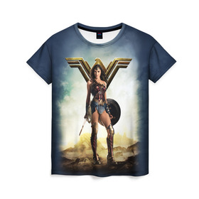 Женская футболка 3D с принтом Wonder Woman в Тюмени, 100% полиэфир ( синтетическое хлопкоподобное полотно) | прямой крой, круглый вырез горловины, длина до линии бедер | justice league movie | vdpartat | wonder woman | знаки | лига справедливости | супер герои | чудо женщина