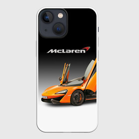 Чехол для iPhone 13 mini с принтом McLaren в Тюмени,  |  | Тематика изображения на принте: bolide | car | mclaren | motorsport | power | prestige | автомобиль | автоспорт | болид | мощь | престиж