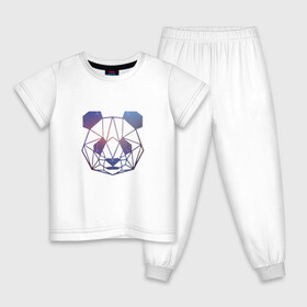 Детская пижама хлопок с принтом Рожден, чтобы спать в Тюмени, 100% хлопок |  брюки и футболка прямого кроя, без карманов, на брюках мягкая резинка на поясе и по низу штанин
 | cosmo | low poly | panda | космо | лоу поли | панда | пандочка