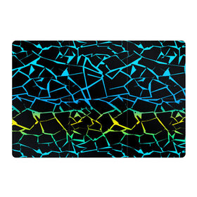 Магнитный плакат 3Х2 с принтом НЕОНОВЫЙ ГРАДИЕНТ в Тюмени, Полимерный материал с магнитным слоем | 6 деталей размером 9*9 см | геометрия | градиент | лед | молнии | неон | пестрый | полосы | разлом | синий | спортивный | стекло | текстура