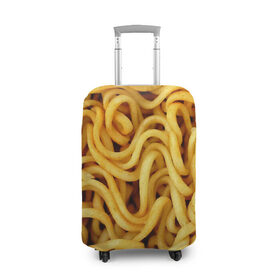 Чехол для чемодана 3D с принтом Лапша в Тюмени, 86% полиэфир, 14% спандекс | двустороннее нанесение принта, прорези для ручек и колес | доширак | еда | желтый | лапша | пища