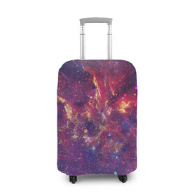 Чехол для чемодана 3D с принтом Огненный разлом в Тюмени, 86% полиэфир, 14% спандекс | двустороннее нанесение принта, прорези для ручек и колес | арт | желтый | звёзды | космос | красный | облако | синий | сияние | фиолетовый | яркие цвета