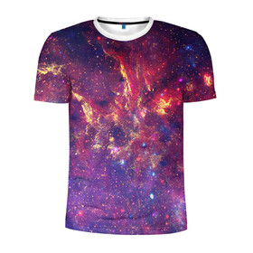 Мужская футболка 3D спортивная с принтом Огненный разлом в Тюмени, 100% полиэстер с улучшенными характеристиками | приталенный силуэт, круглая горловина, широкие плечи, сужается к линии бедра | арт | желтый | звёзды | космос | красный | облако | синий | сияние | фиолетовый | яркие цвета