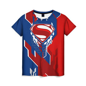Женская футболка 3D с принтом Знак Супермен в Тюмени, 100% полиэфир ( синтетическое хлопкоподобное полотно) | прямой крой, круглый вырез горловины, длина до линии бедер | justice league movie | superman logo | vdpartat | геометрия | знаки | лига справедливости | логотипы | символы | супермен