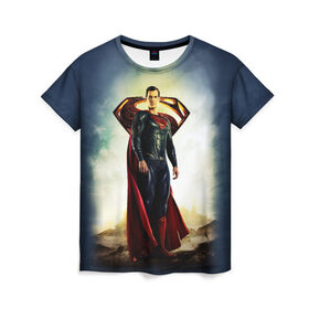 Женская футболка 3D с принтом Superman в Тюмени, 100% полиэфир ( синтетическое хлопкоподобное полотно) | прямой крой, круглый вырез горловины, длина до линии бедер | justice league movie | superman | знаки vdpartat | лига справедливости | символы | супер герои | супермен