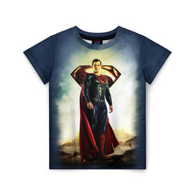 Детская футболка 3D с принтом Superman в Тюмени, 100% гипоаллергенный полиэфир | прямой крой, круглый вырез горловины, длина до линии бедер, чуть спущенное плечо, ткань немного тянется | Тематика изображения на принте: justice league movie | superman | знаки vdpartat | лига справедливости | символы | супер герои | супермен