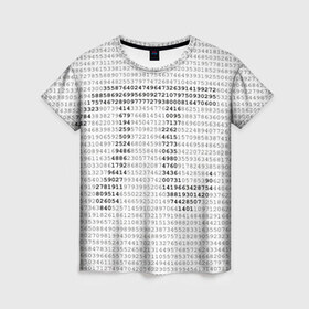 Женская футболка 3D с принтом Число пи в Тюмени, 100% полиэфир ( синтетическое хлопкоподобное полотно) | прямой крой, круглый вырез горловины, длина до линии бедер | математика | цифры | числа | числопи