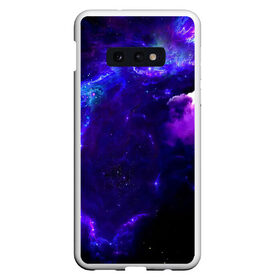 Чехол для Samsung S10E с принтом Космическое небо в Тюмени, Силикон | Область печати: задняя сторона чехла, без боковых панелей | Тематика изображения на принте: арт | звёзды | иний | космос | облако | розовый | сияние | тёмный | туманность | фиолоетовый | черный | яркие цвета