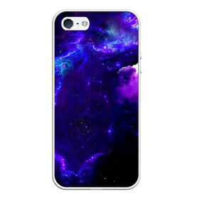 Чехол для iPhone 5/5S матовый с принтом Космическое небо в Тюмени, Силикон | Область печати: задняя сторона чехла, без боковых панелей | арт | звёзды | иний | космос | облако | розовый | сияние | тёмный | туманность | фиолоетовый | черный | яркие цвета