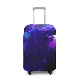 Чехол для чемодана 3D с принтом Космическое небо в Тюмени, 86% полиэфир, 14% спандекс | двустороннее нанесение принта, прорези для ручек и колес | арт | звёзды | иний | космос | облако | розовый | сияние | тёмный | туманность | фиолоетовый | черный | яркие цвета