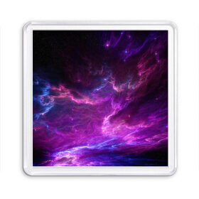 Магнит 55*55 с принтом Космическое небо в Тюмени, Пластик | Размер: 65*65 мм; Размер печати: 55*55 мм | арт | звёзды | космос | облако | розовый | синий | сияние | туманность | фиолетовый | яркие цвета