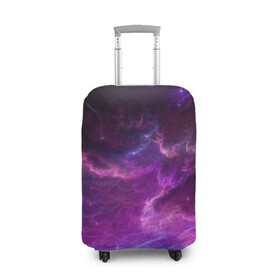 Чехол для чемодана 3D с принтом Космическое небо в Тюмени, 86% полиэфир, 14% спандекс | двустороннее нанесение принта, прорези для ручек и колес | арт | звёзды | космос | облако | розовый | синий | сияние | туманность | фиолетовый | яркие цвета