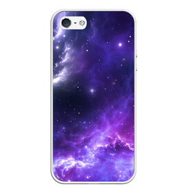 Чехол для iPhone 5/5S матовый с принтом Космическое небо в Тюмени, Силикон | Область печати: задняя сторона чехла, без боковых панелей | арт | белый | бирюзовый | звёзды | космос | облако | розовый | синий | сияние | тёмный | туманность | фиолетовый | яркие цвета