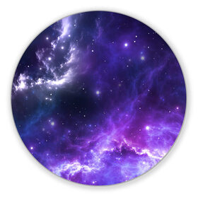 Коврик для мышки круглый с принтом Космическое небо в Тюмени, резина и полиэстер | круглая форма, изображение наносится на всю лицевую часть | арт | белый | бирюзовый | звёзды | космос | облако | розовый | синий | сияние | тёмный | туманность | фиолетовый | яркие цвета