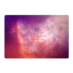 Магнитный плакат 3Х2 с принтом Космическое небо в Тюмени, Полимерный материал с магнитным слоем | 6 деталей размером 9*9 см | арт | желтый | звёзды | космос | облако | оранжевый | розовый | сияние | туманность | фиолетовый | яркие цвета