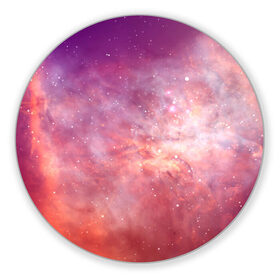 Коврик для мышки круглый с принтом Космическое небо в Тюмени, резина и полиэстер | круглая форма, изображение наносится на всю лицевую часть | арт | желтый | звёзды | космос | облако | оранжевый | розовый | сияние | туманность | фиолетовый | яркие цвета